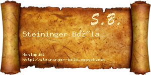 Steininger Béla névjegykártya